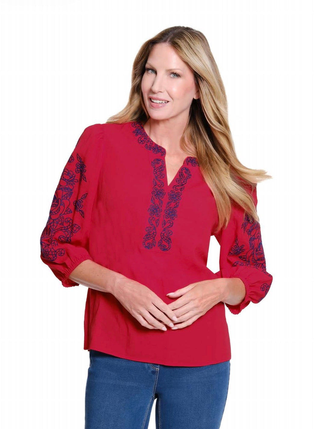 Cherry Blossom Embroidered Blouse