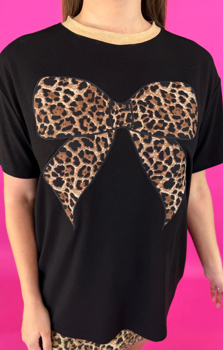Leopard Bow Oversized Tee*FINAL SALE**