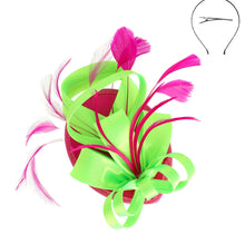 Load image into Gallery viewer, Feathered Loopy Bow Disc Fascinator
