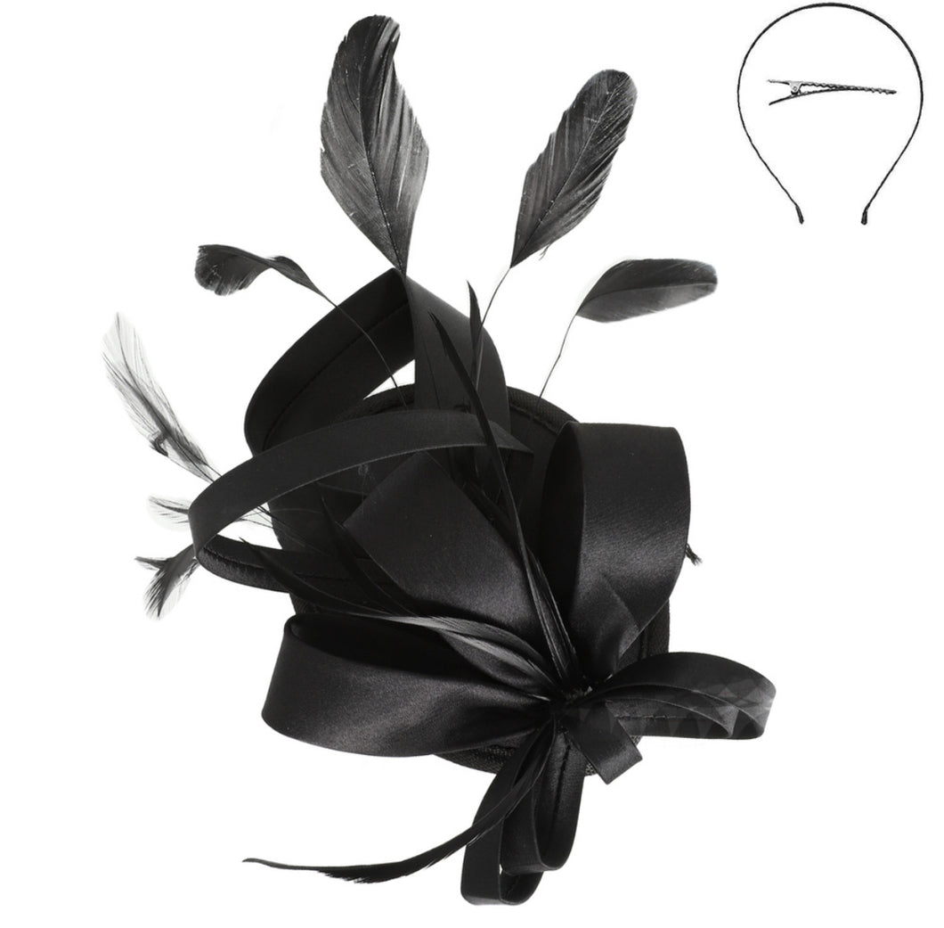 Feathered Loopy Bow Disc Fascinator