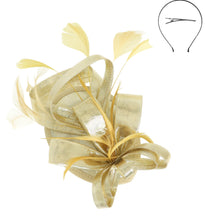 Load image into Gallery viewer, Feathered Loopy Bow Disc Fascinator
