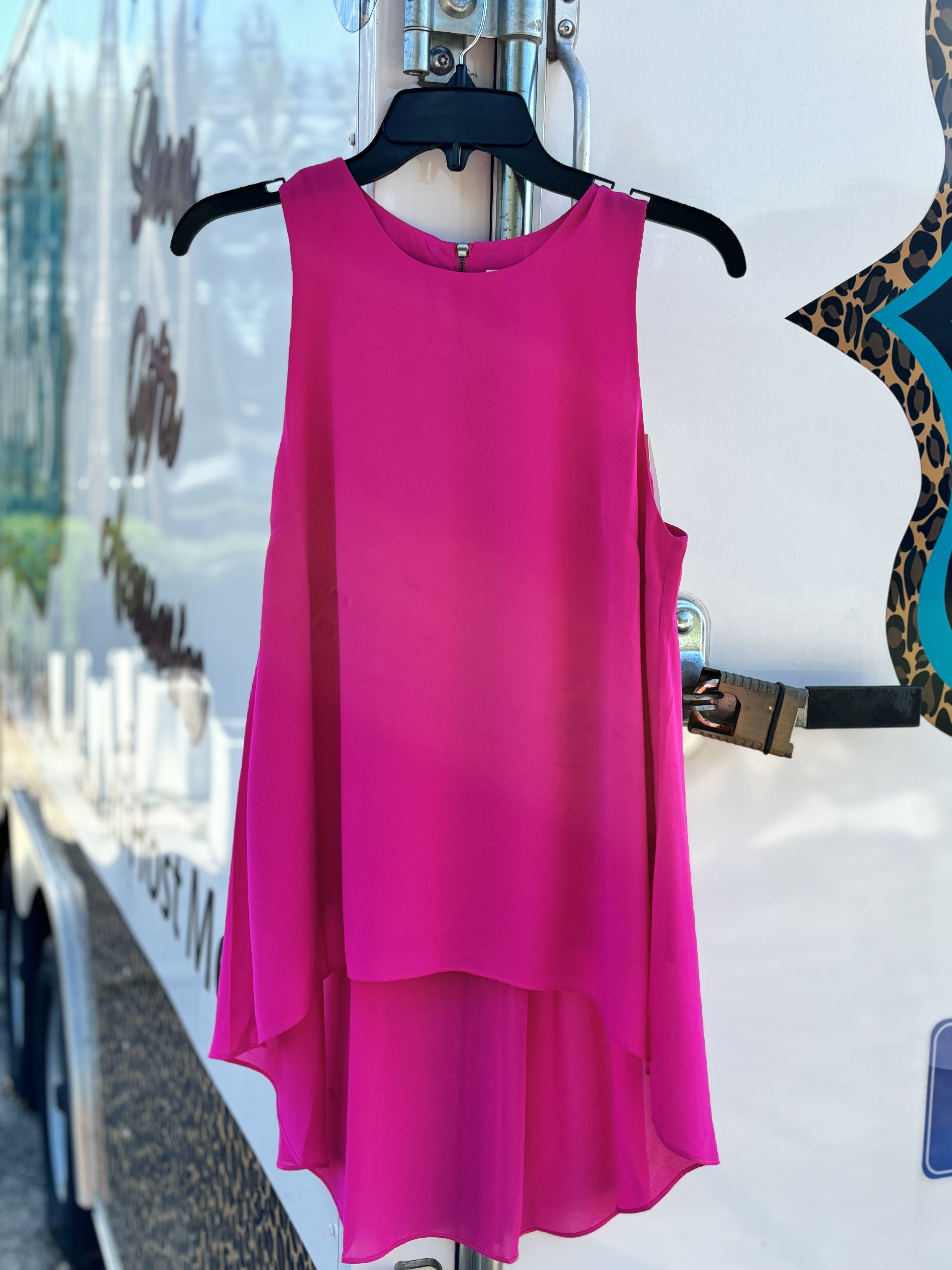 Georgette High Low Sleeveless Top
