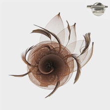 Load image into Gallery viewer, Feather &amp; Mesh Flower Hair Pinch Clip / Brooch *FINAL SALE*
