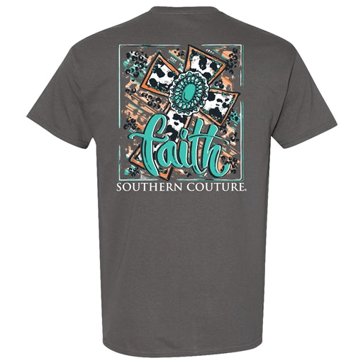 Faith Cow Print Cross Tee