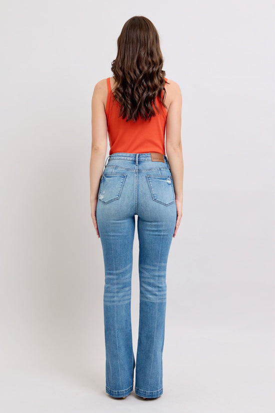 Judy Blue HW Tummy Control Vintage Wash Side Slit Slim Boot