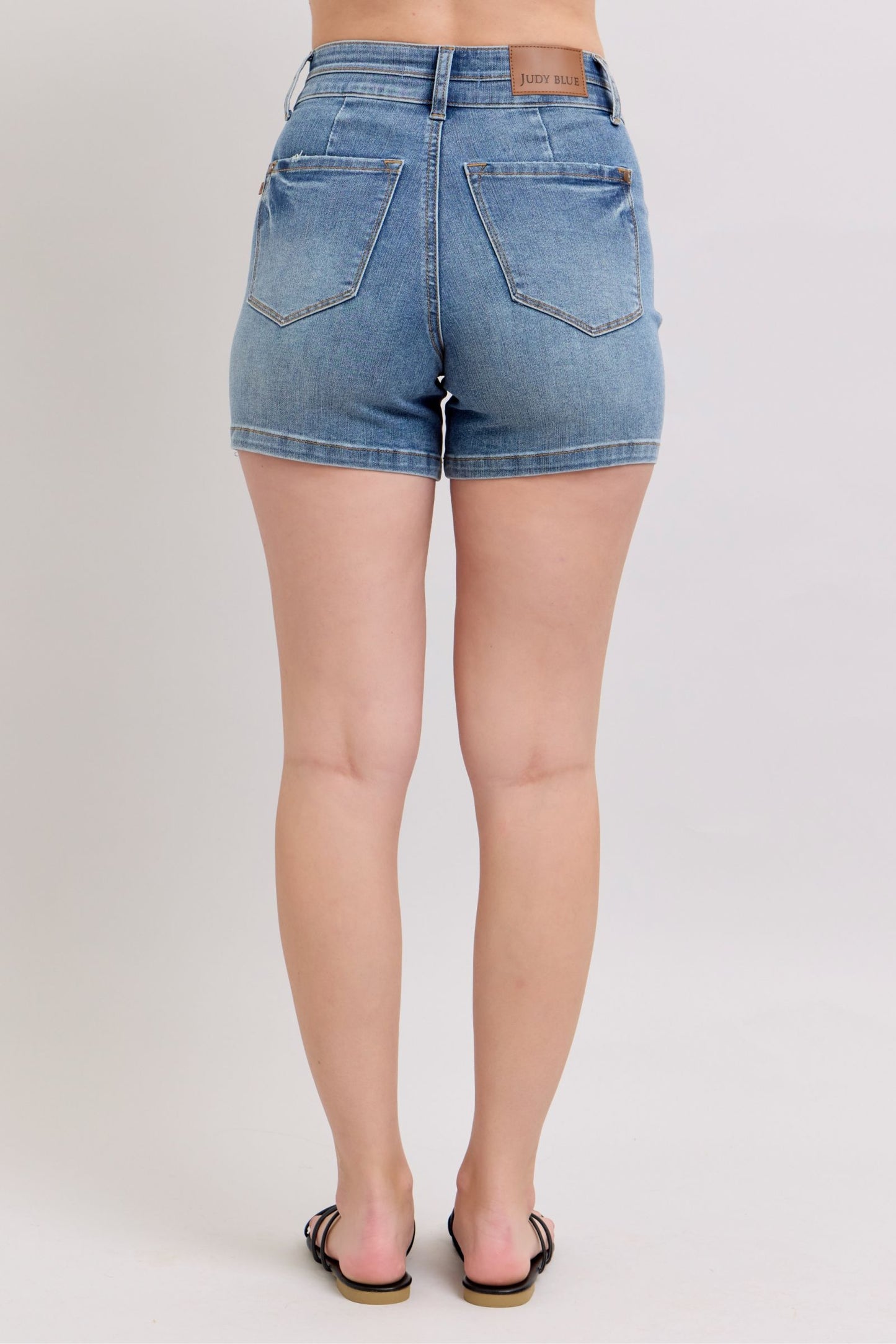 Judy Blue HW Tummy Control Cool Denim Double Waistband Shorts *FINAL SALE*