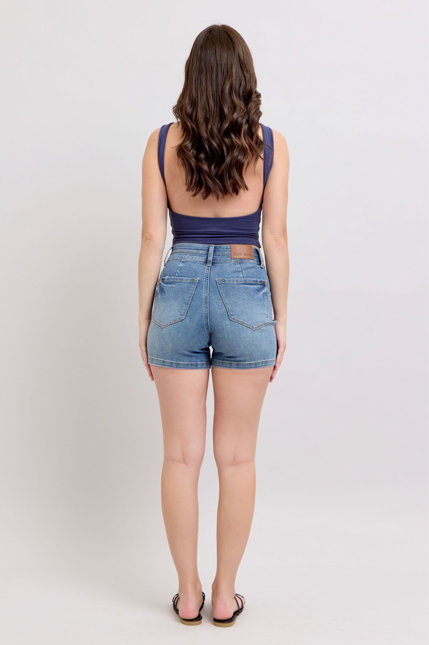Judy Blue HW Tummy Control Cool Denim Double Waistband Shorts *FINAL SALE*
