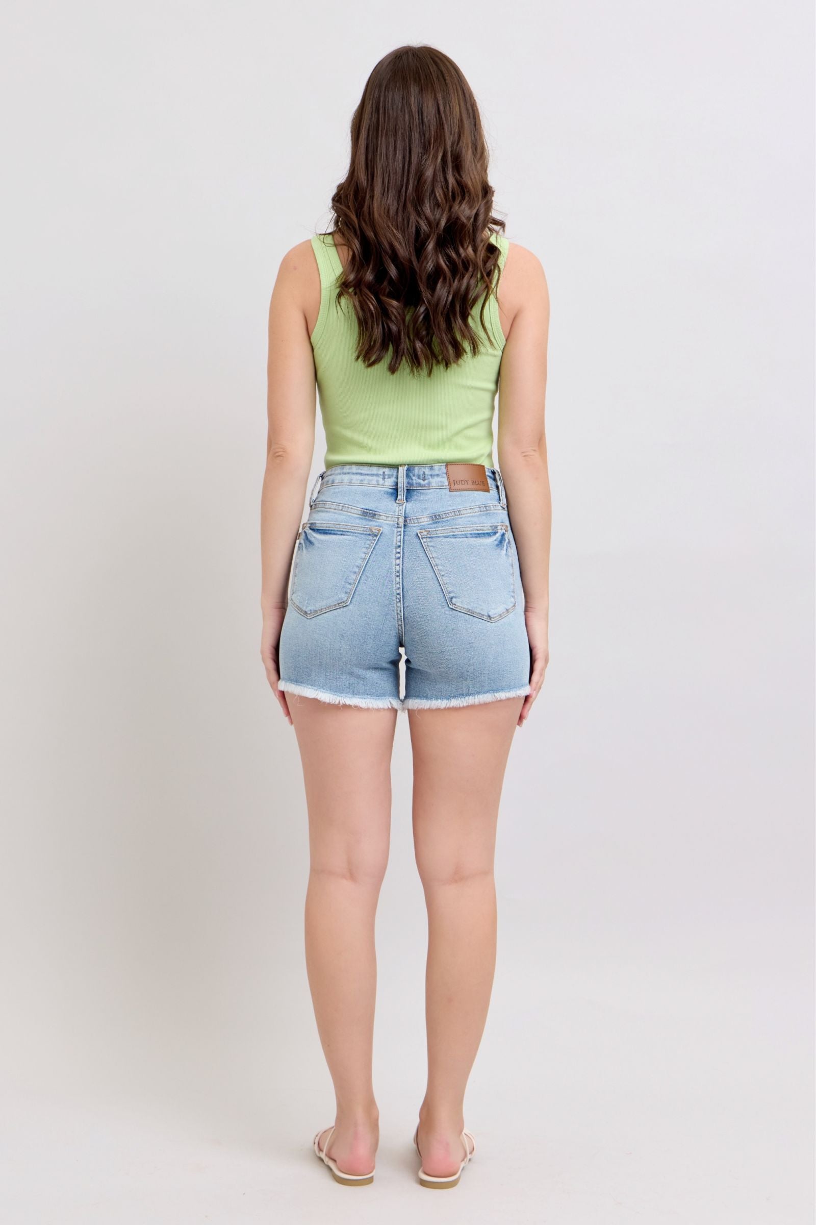 Judy Blue HW Tummy Control Light Destroy & Fray Hem Shorts * FINAL SALE*