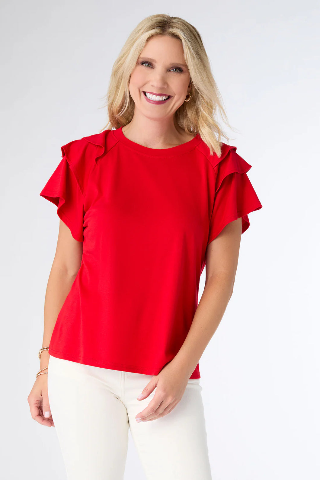 Mandy Cap Sleeve Ruffle Top