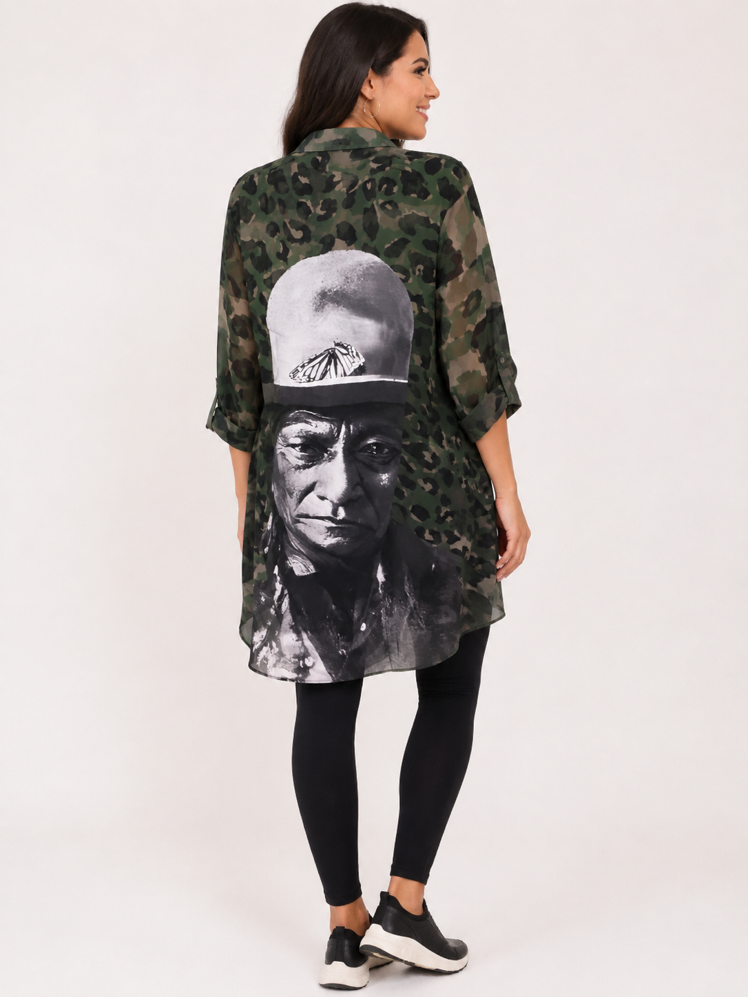 Camo Indian Head Tunic Duster