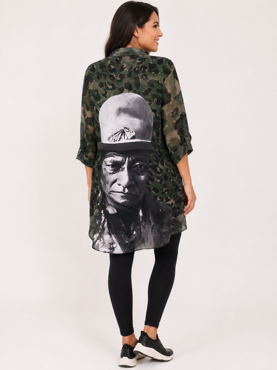 Camo Indian Head Tunic Duster