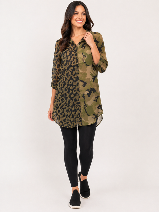Camo Indian Head Tunic Duster