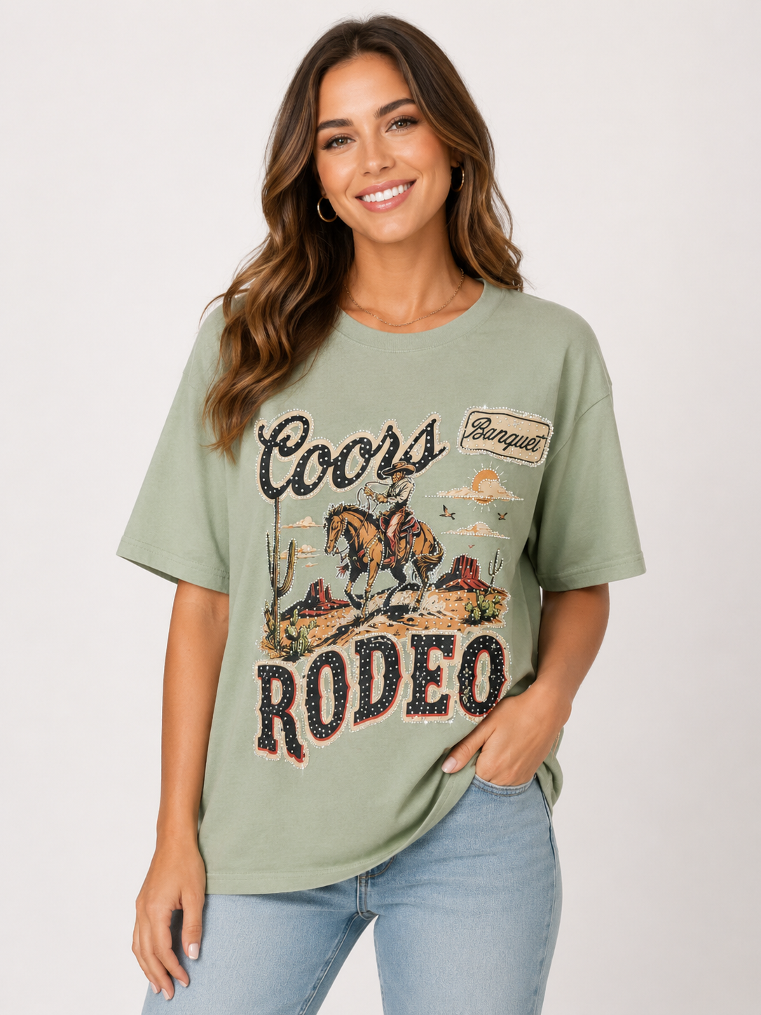 Coors Banquet Rodeo Rhinestone Tee
