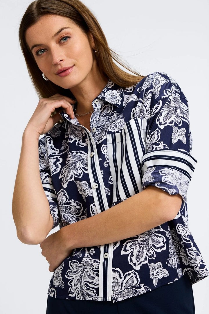 Marina Woodblock Floral Long Sleeve Shirt*FINAL SALE **