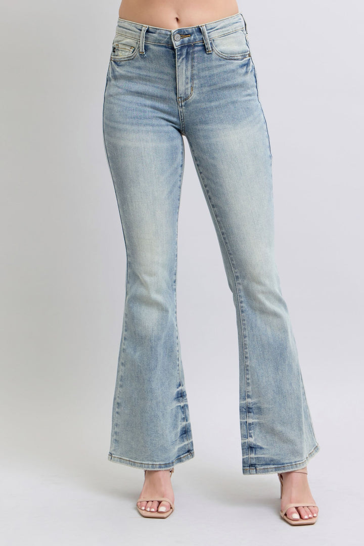 Judy Blue Mid Rise Pin Tail Detail Flare