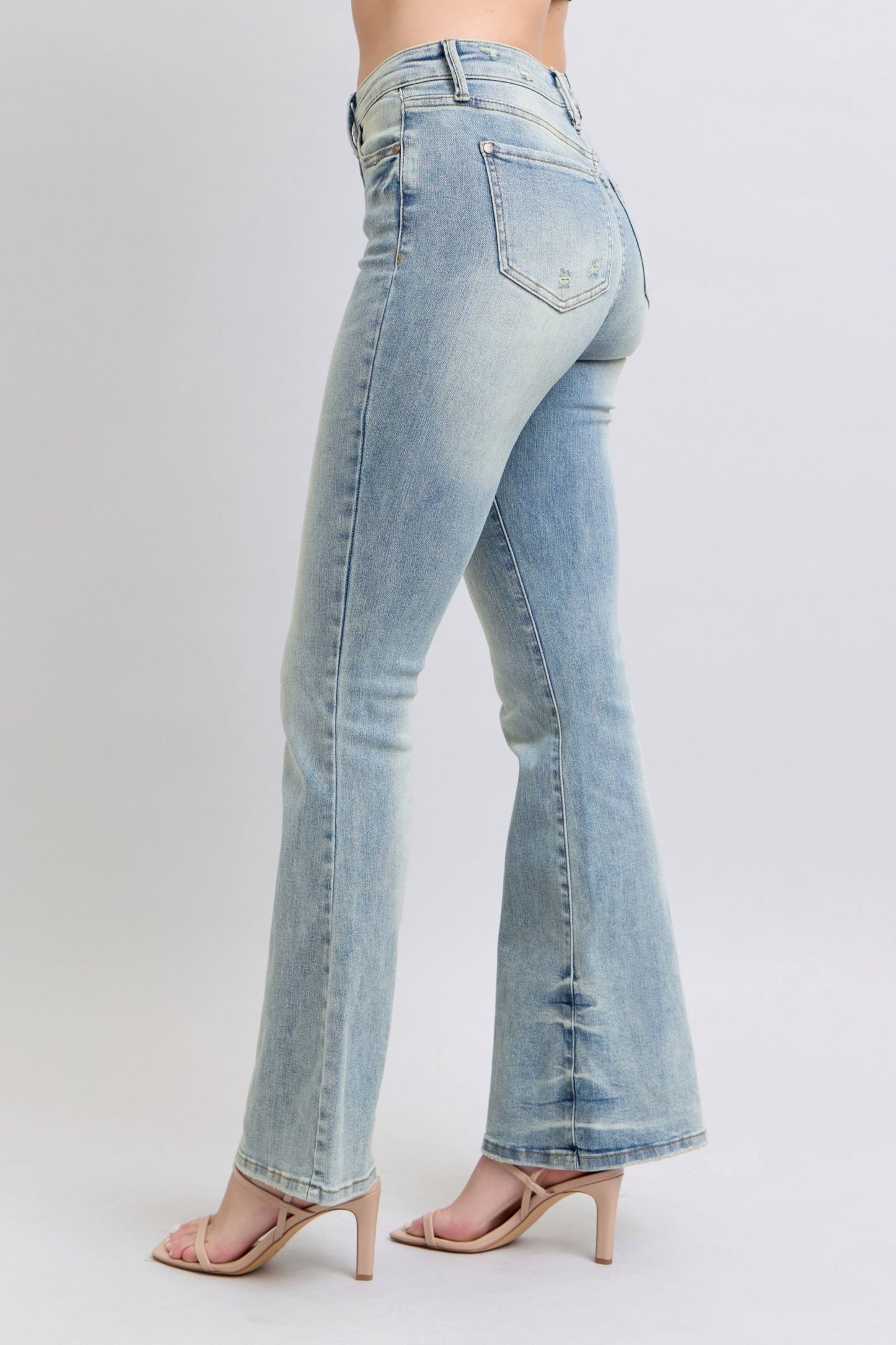 Judy Blue Mid Rise Pin Tail Detail Flare
