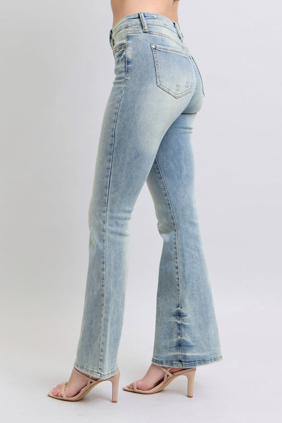 Judy Blue Mid Rise Pin Tail Detail Flare