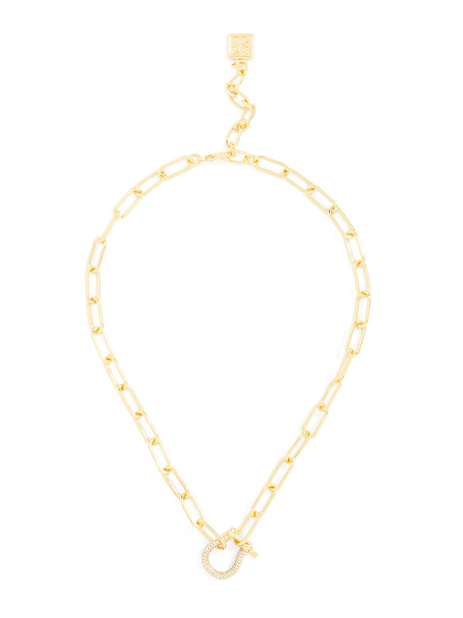 Small Pave’ Horseshoe Charm Link Necklace