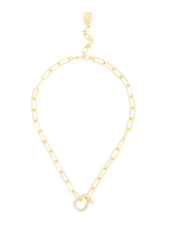 Small Pave’ Horseshoe Charm Link Necklace
