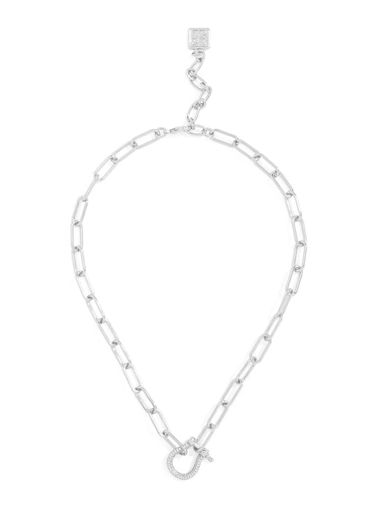 Small Pave’ Horseshoe Charm Link Necklace