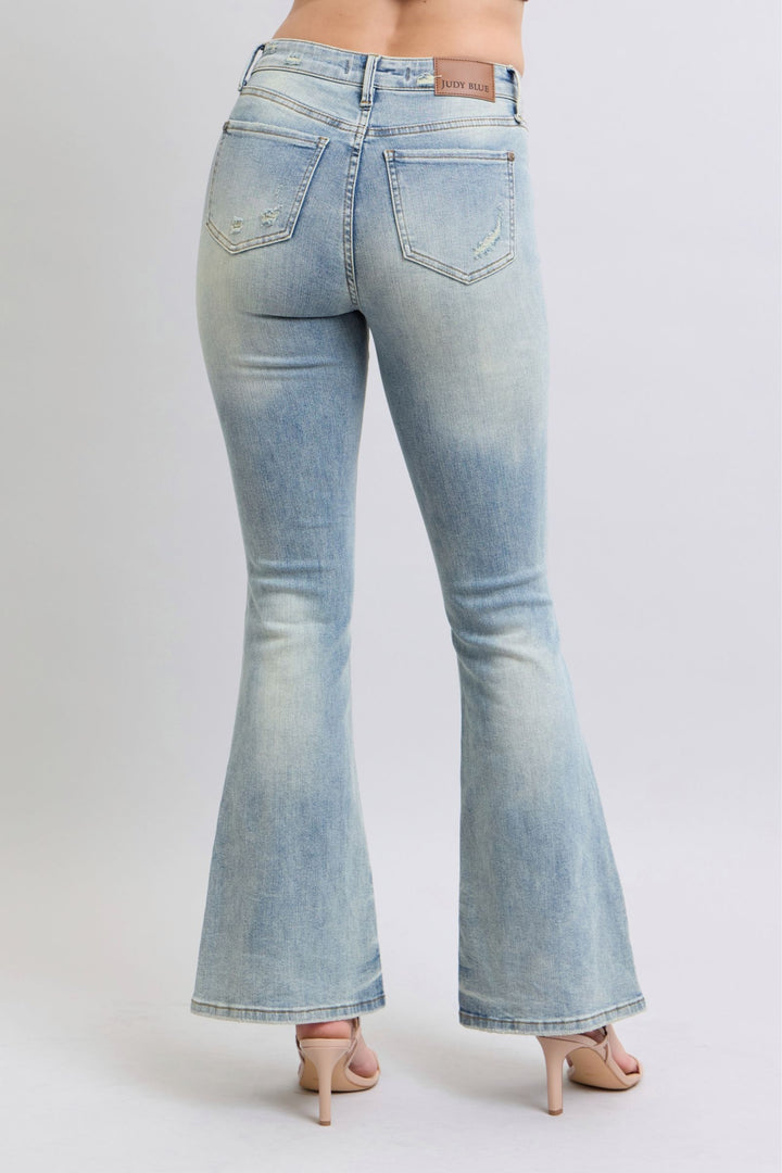 Judy Blue Mid Rise Pin Tail Detail Flare