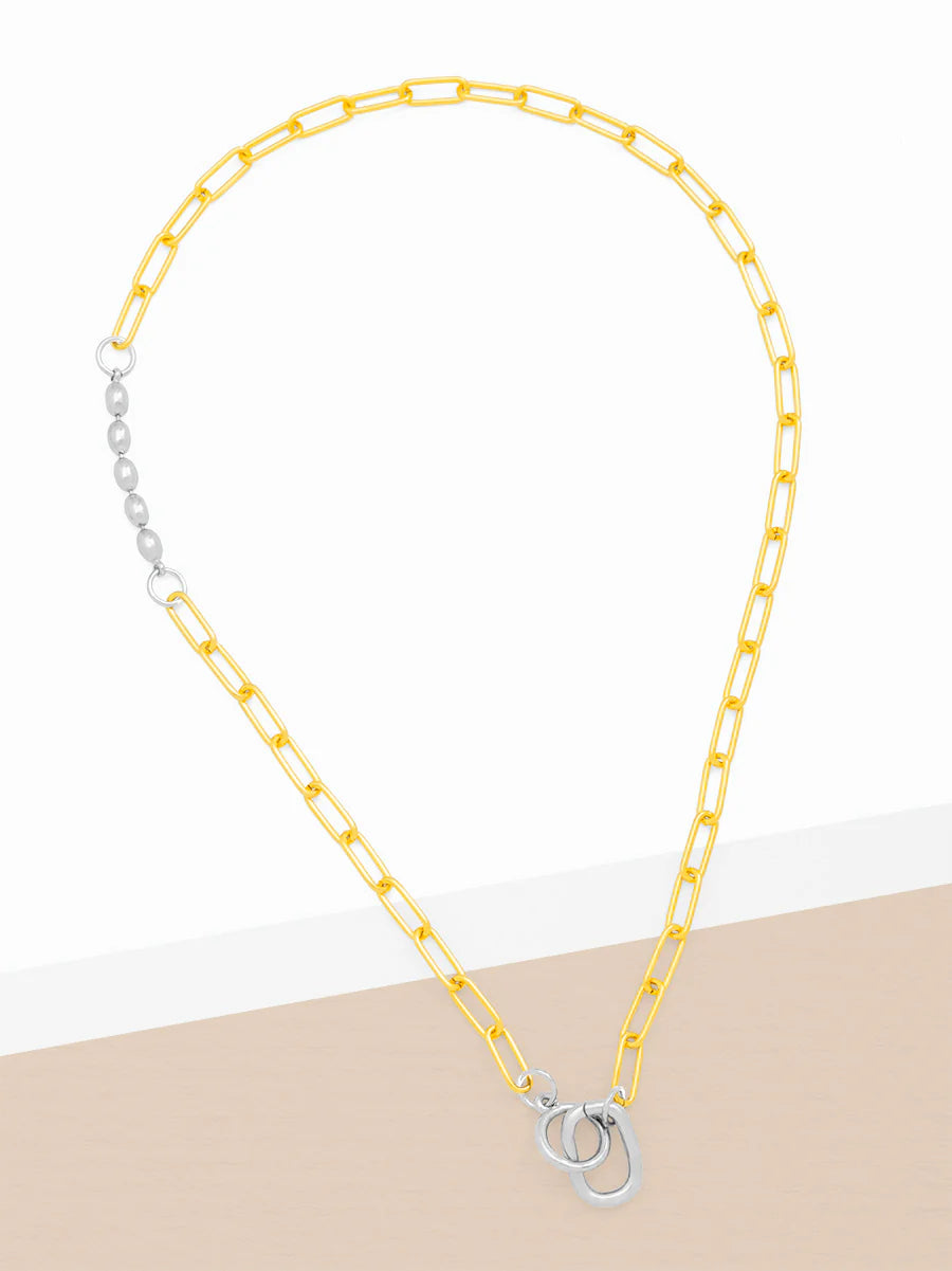 Two Toned Beaded Mixed Link Necklace