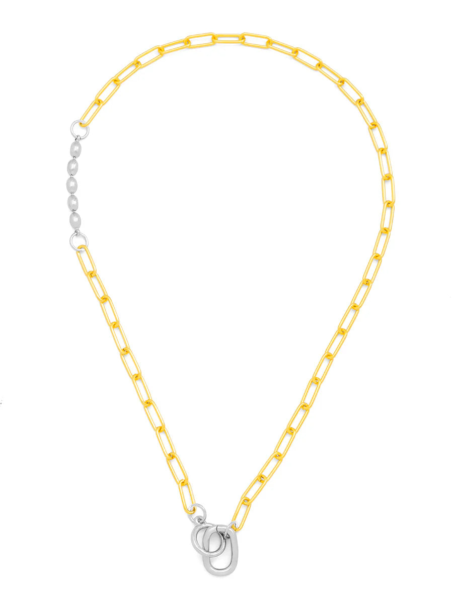Two Toned Beaded Mixed Link Necklace