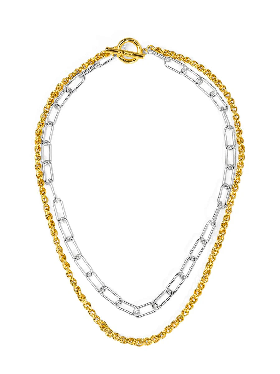 Layered Paperclip And Rolo Chain Necklace