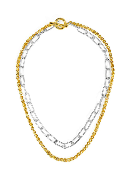 Layered Paperclip And Rolo Chain Necklace