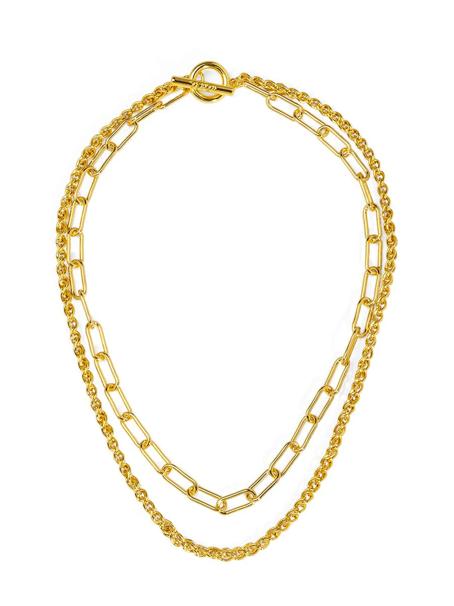 Layered Paperclip And Rolo Chain Necklace