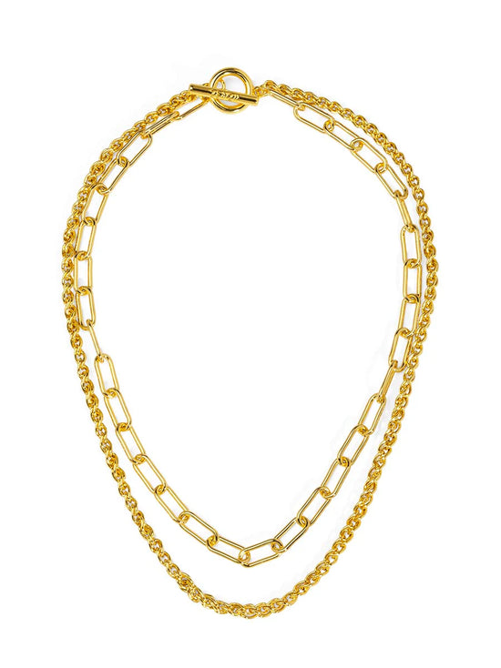 Layered Paperclip And Rolo Chain Necklace