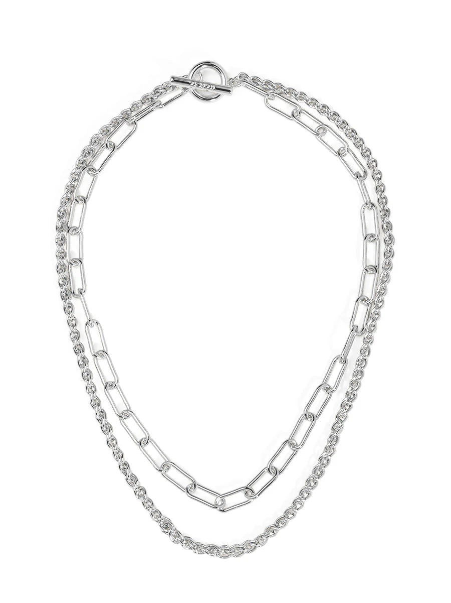 Layered Paperclip And Rolo Chain Necklace