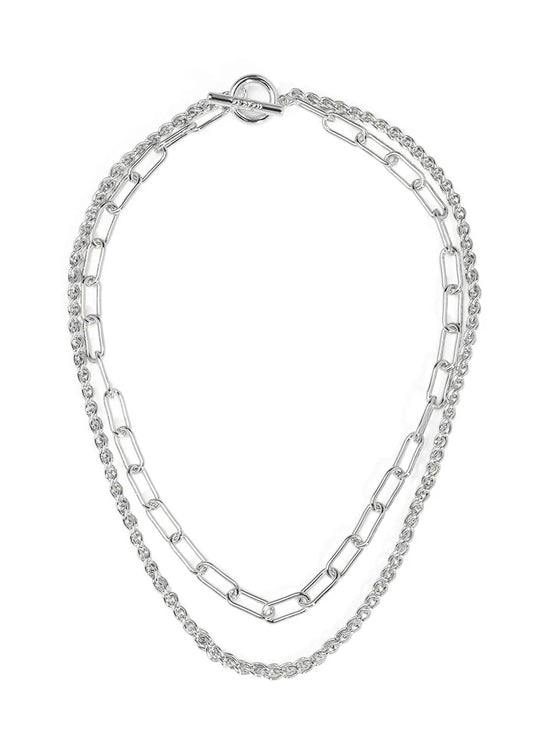 Layered Paperclip And Rolo Chain Necklace