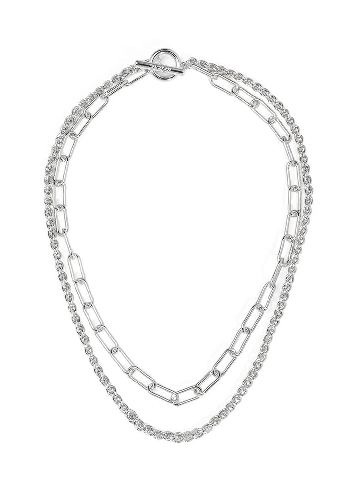 Layered Paperclip And Rolo Chain Necklace