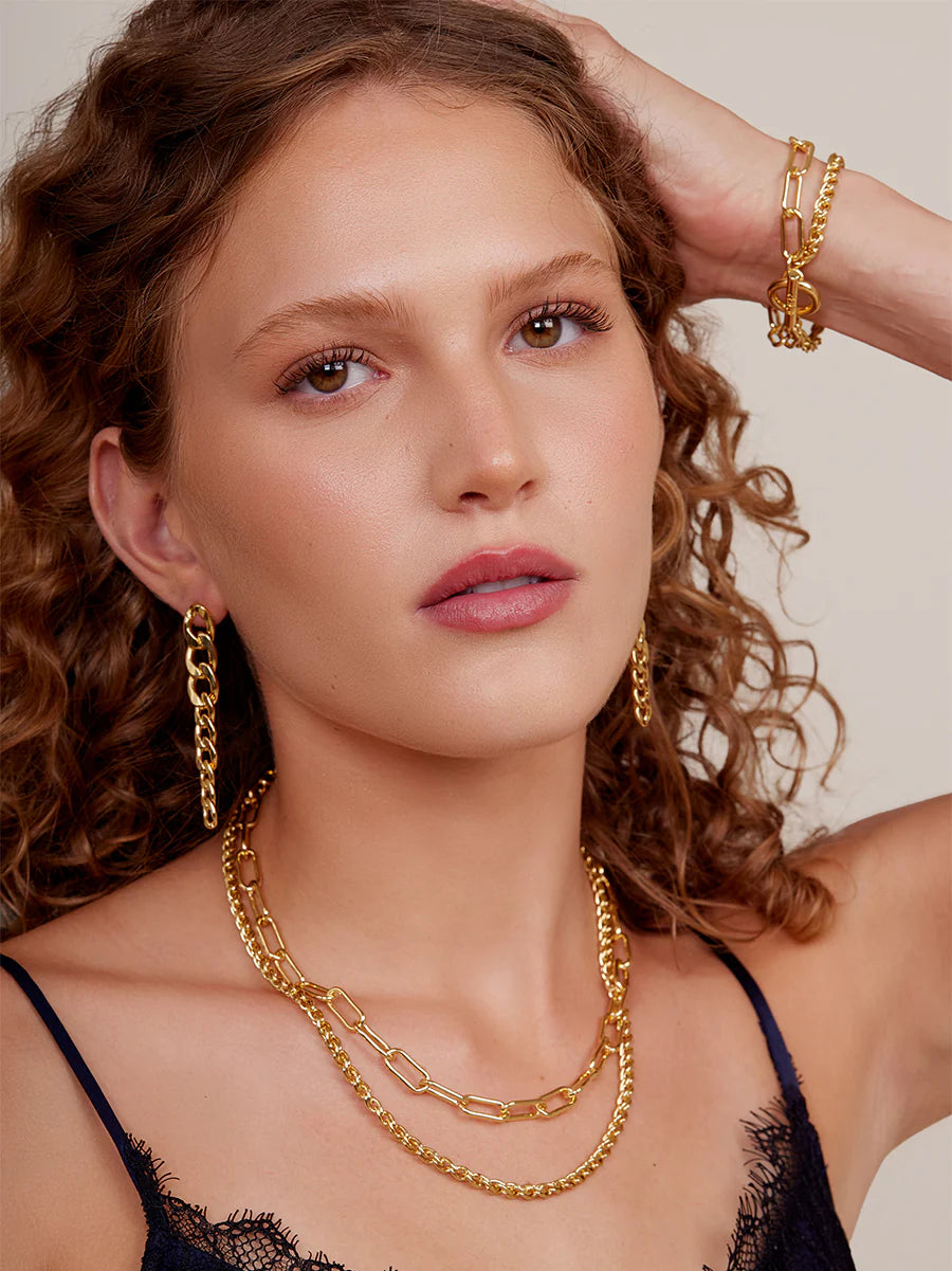 Layered Paperclip And Rolo Chain Necklace