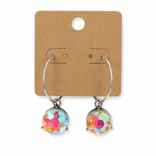 Opalescent Crystal Hoop Drop Earrings