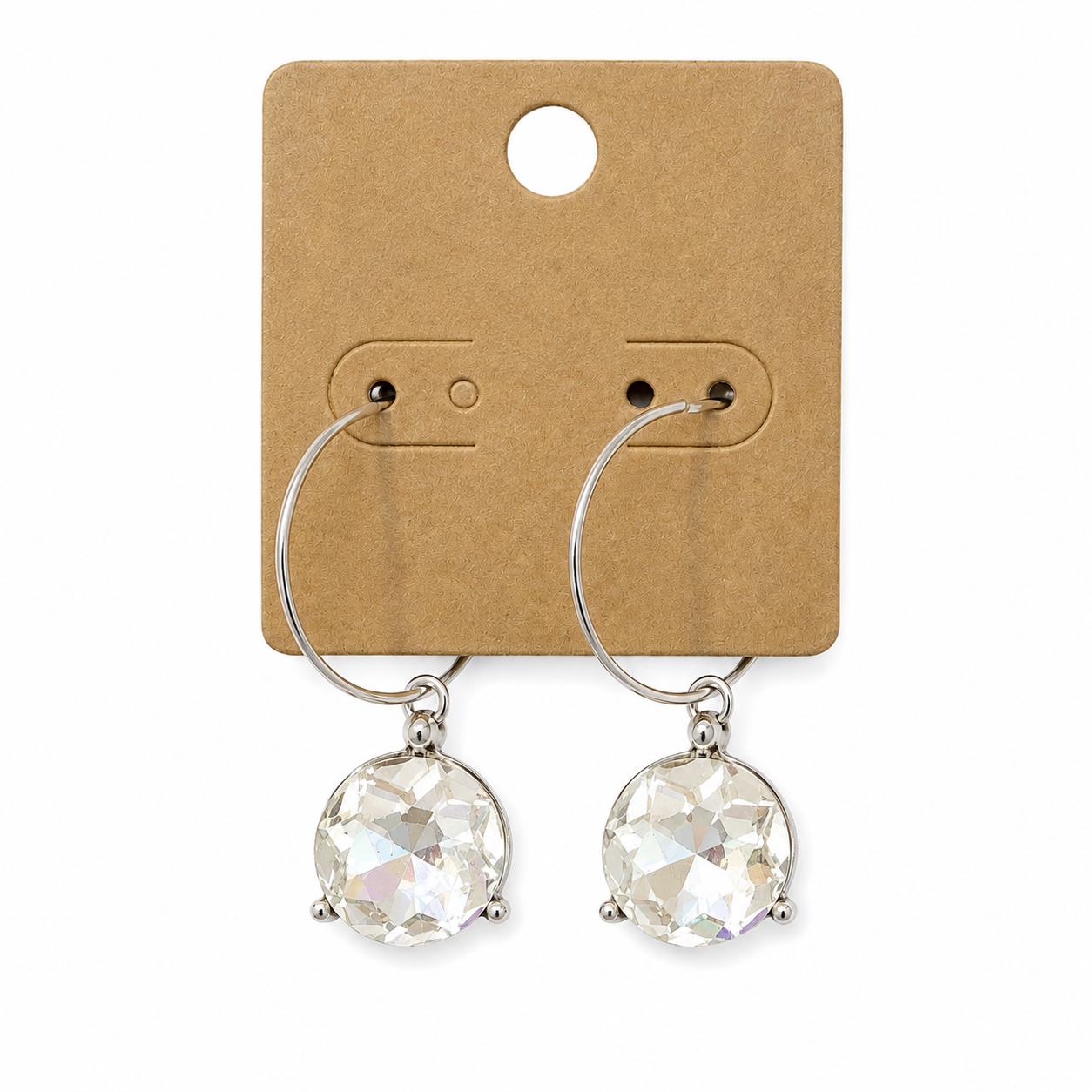 Opalescent Crystal Hoop Drop Earrings