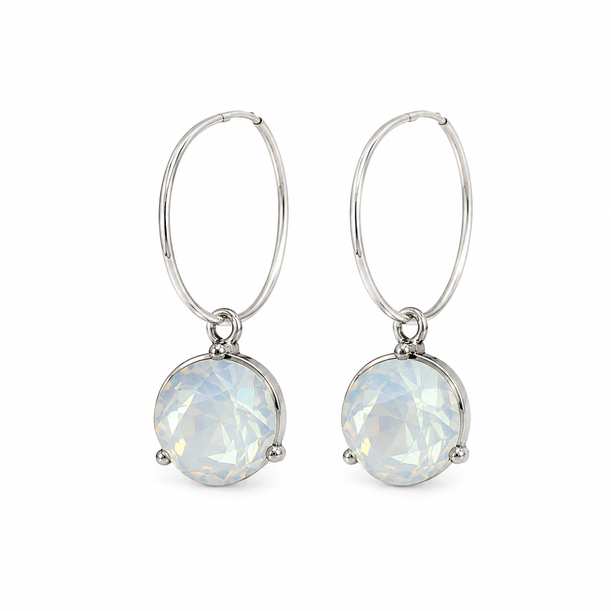 Opalescent Crystal Hoop Drop Earrings