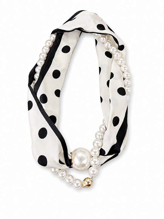 Scarf Necklace with Pearl Strand