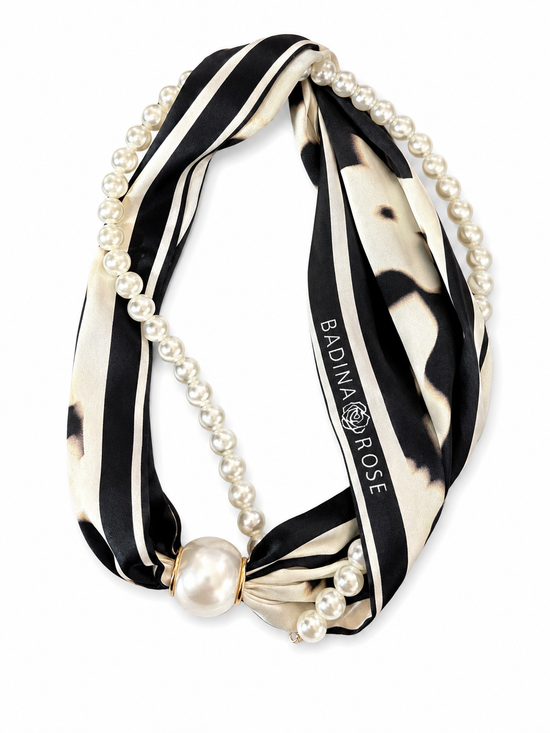 Scarf Necklace with Pearl Strand