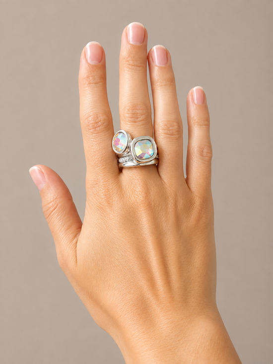 Opalescent Crystal Rings