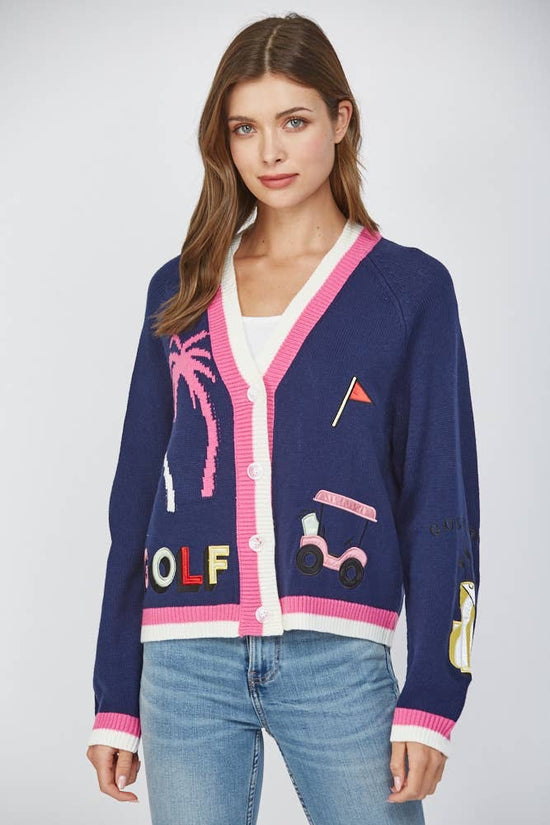 GOLF EMBROIDERED PATCH CARDIGAN