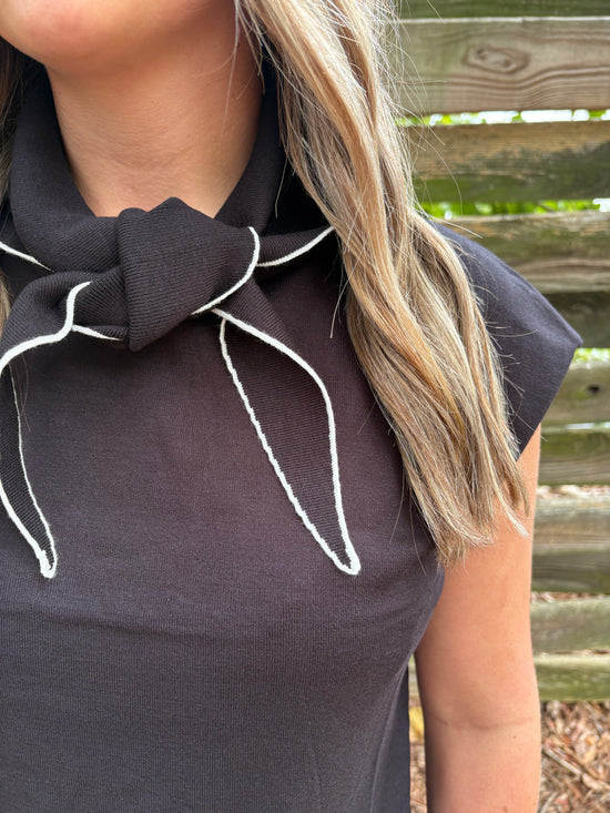 Sophisticated Tie Neck Sweater