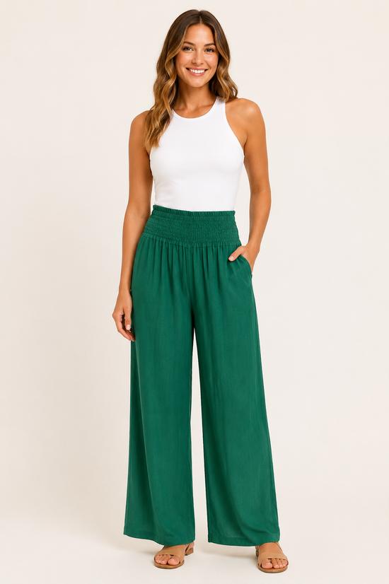 Smocked Waist Palazzo Pant