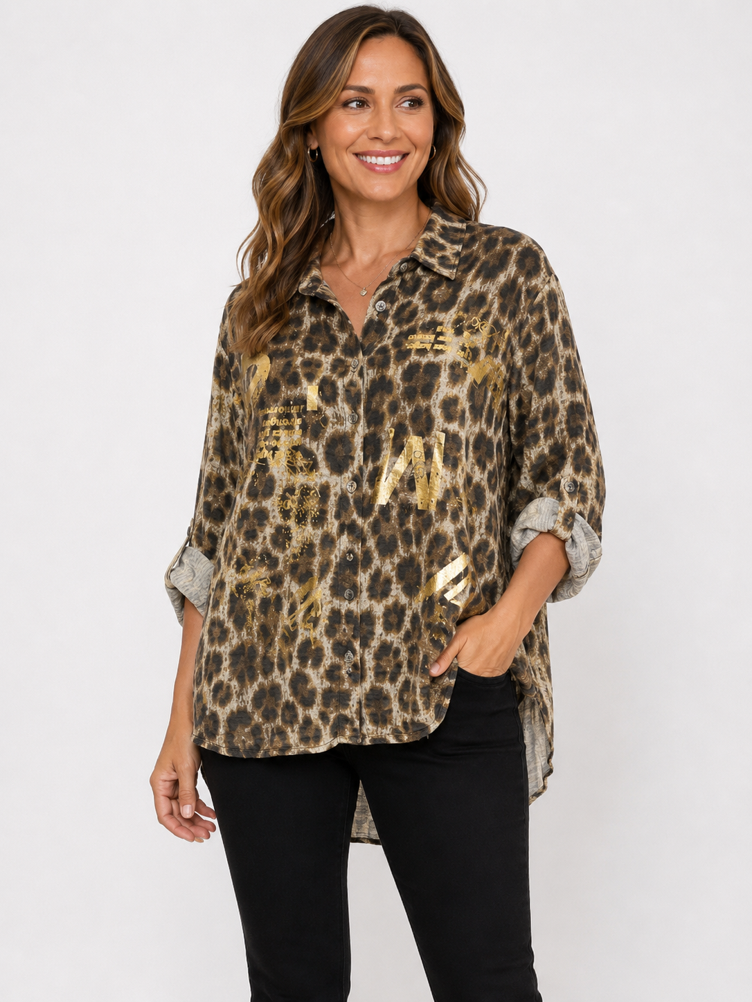 Gold Foil Leo Crushed Blouse