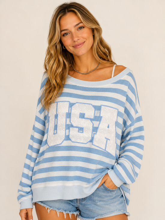 Coastal USA Stripe Lounge Top