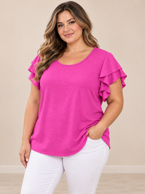 Pop Ruffle Sleeve Top