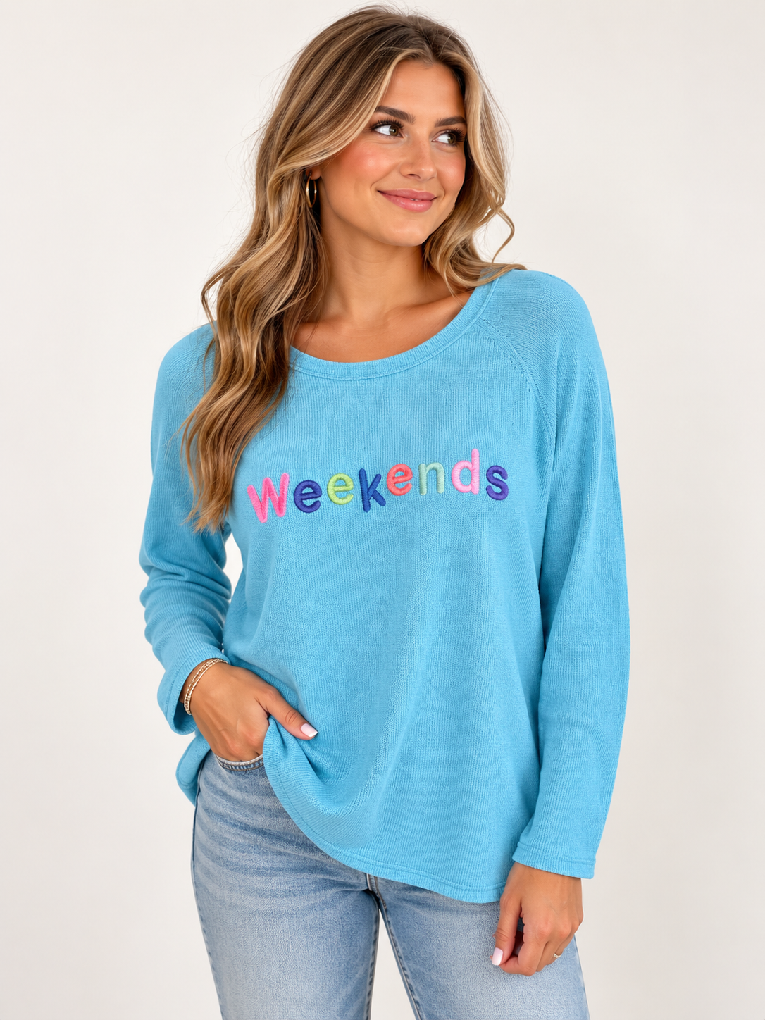 Scoop Neck Embroidery Sweater