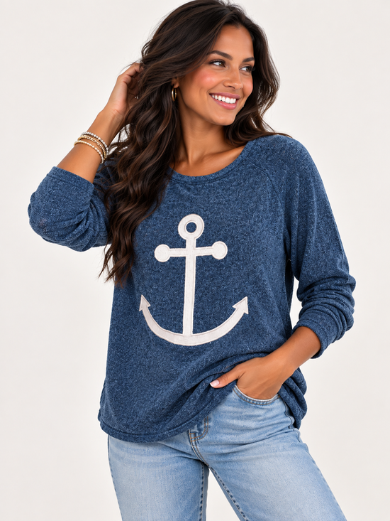 Scoop Neck Embroidery Sweater