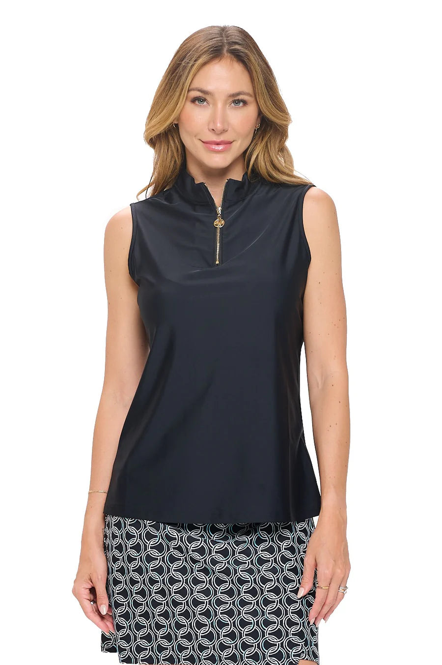 Elaine Sleeveless Zip Top